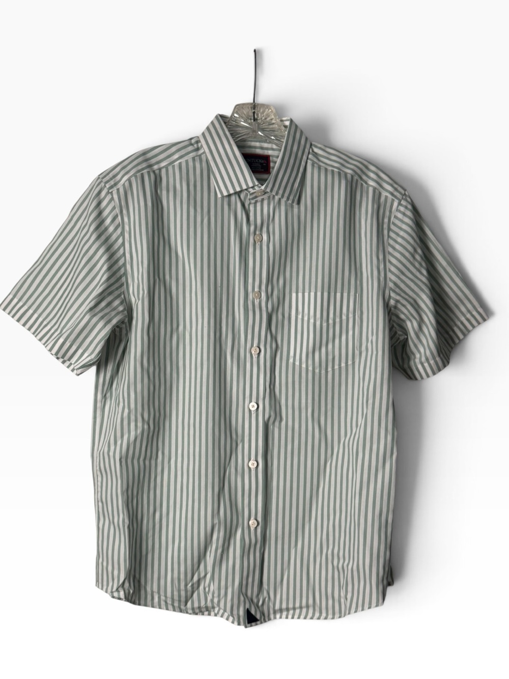 UNTUCKit Men’s Small Green White Stripe Short Sleeve Button Down Casual Shirt
